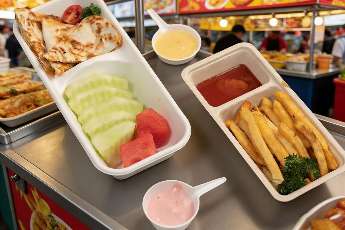 Багассе тањир за камионе са храном и продавце уличне хране