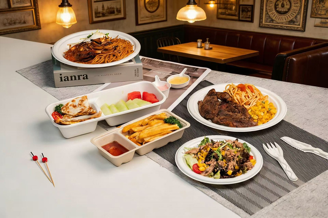 Bagasse Lunch Box - Bagasse Plate for Restaurants & Caf&eacute;s