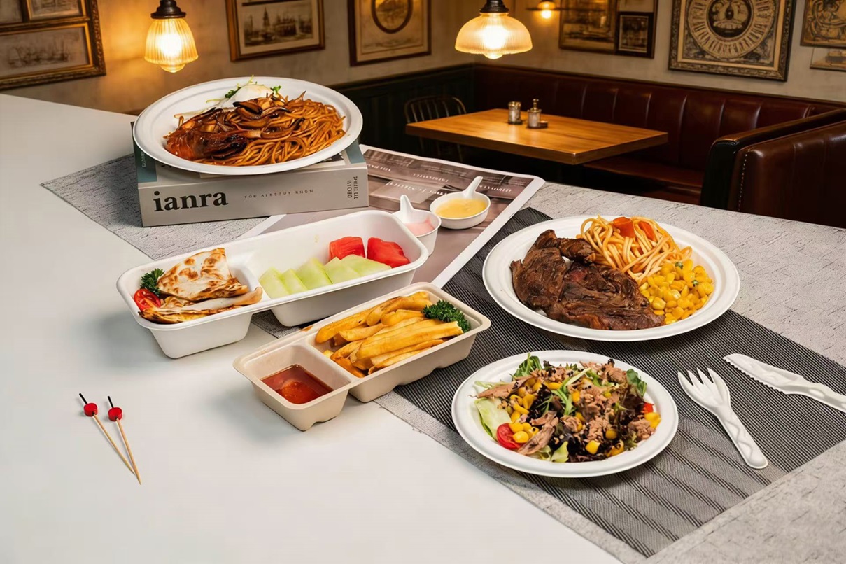 Bagasse Lunch Box - Bagasse Plate for Restaurants &amp; Caf&eacute;s