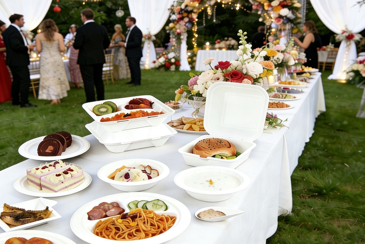 Bagasse Plate - Bagasse Oval Lunch Box &amp; Bagasse cup for Catering &amp; Events